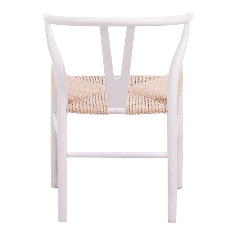 Καρέκλα Wishbone pakoworld rubberwood-σχοινί σε λευκή απόχρωση 53.5x57x74εκ