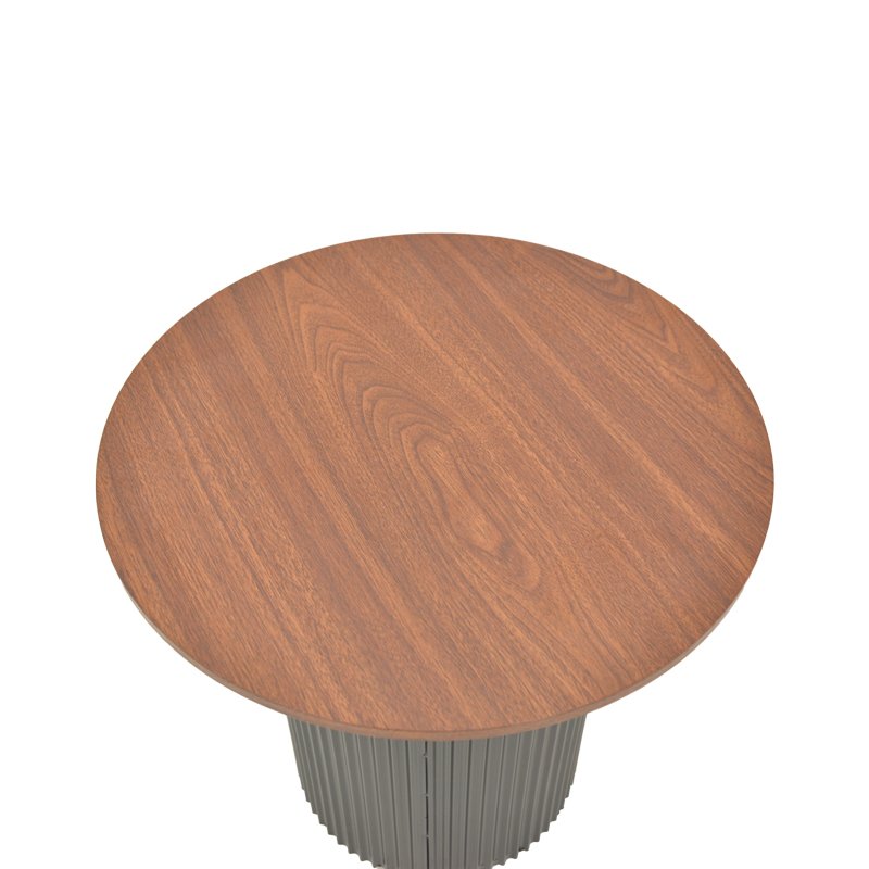 Βοηθητικό τραπέζι Dovel pakoworld mdf σε καρυδί-μαύρο μέταλλο Φ50x50εκ