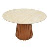 Τραπέζι Franzel pakoworld sintered stone σε όψη τραβερτίνας-mdf καρυδί Φ120x75εκ