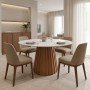 Τραπέζι Franzel pakoworld sintered stone σε όψη μαρμάρου-mdf σε φυσική απόχρωση Φ120x75εκ