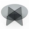 Τραπέζι σαλονιού Cleary pakoworld tempered 8mm γυαλί ανθρακί Φ70x45εκ