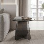 Τραπέζι βοηθητικό Cleary pakoworld tempered 8mm γυαλί ανθρακί Φ50x45εκ
