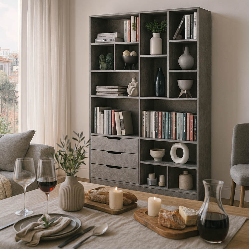 Βιβλιοθήκη Lucinda pakoworld γκρι oak 120x29.8x180.5εκ Βιβλιοθήκη Lucinda pakoworld γκρι oak 120x29.8x180.5εκ