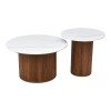 Τραπέζι σαλονιού Skerta pakoworld σετ 2τεμ λευκό sintered stone mdf με καρυδί βάση