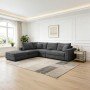 Πολυμορφικός καναπές Navaro pakoworld ύφασμα ανθρακί 281x256x85εκ