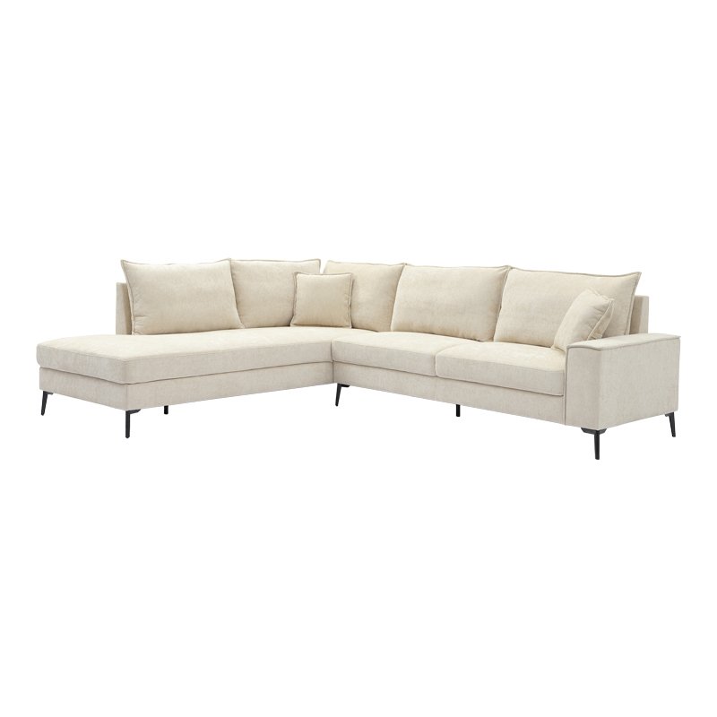 Γωνιακός καναπές Zenqua pakoworld δεξιά γωνία μπεζ ύφασμα 291x233x90εκ