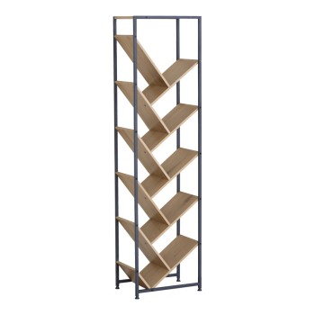 Βιβλιοθήκη Orunta pakoworld oak- μαύρο μέταλλο 40x26.5x150εκ