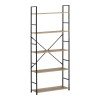 Βιβλιοθήκη Manlo pakoworld oak με μαύρο μέταλλο 58.6x23.5x144εκ