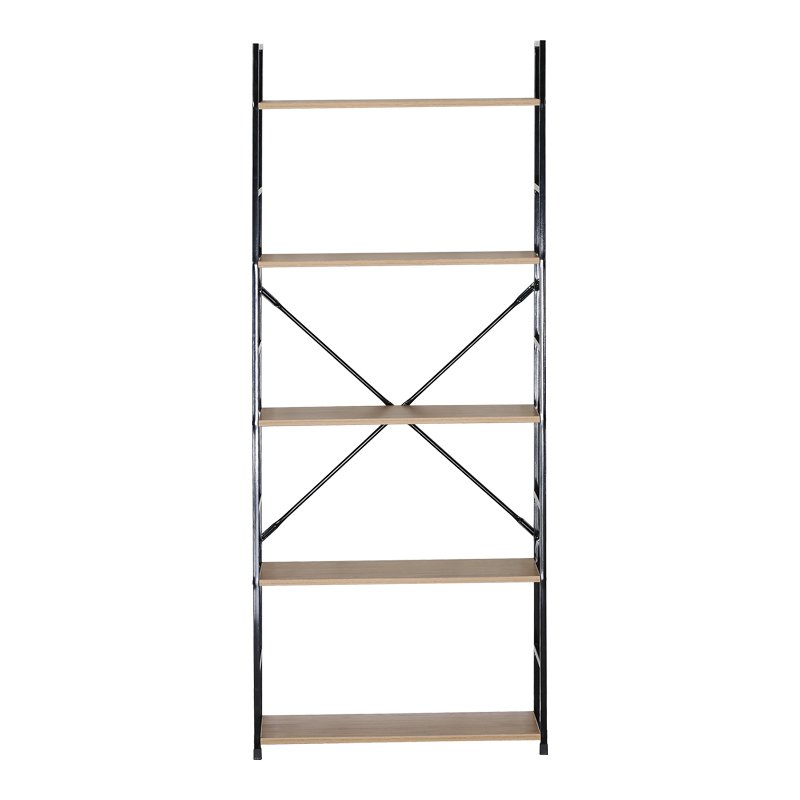 Βιβλιοθήκη Manlo pakoworld oak με μαύρο μέταλλο 58.6x23.5x144εκ