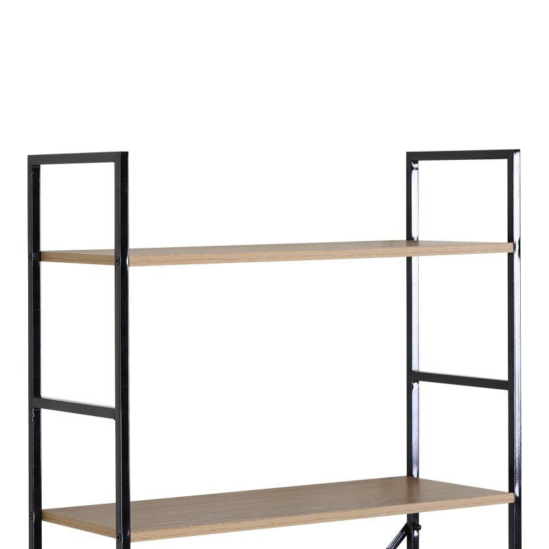 Βιβλιοθήκη Manlo pakoworld oak με μαύρο μέταλλο 58.6x23.5x144εκ