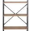 Βιβλιοθήκη Manlo pakoworld oak με μαύρο μέταλλο 58.6x23.5x144εκ