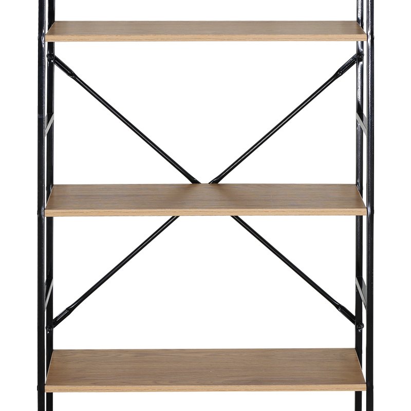 Βιβλιοθήκη Manlo pakoworld oak με μαύρο μέταλλο 58.6x23.5x144εκ