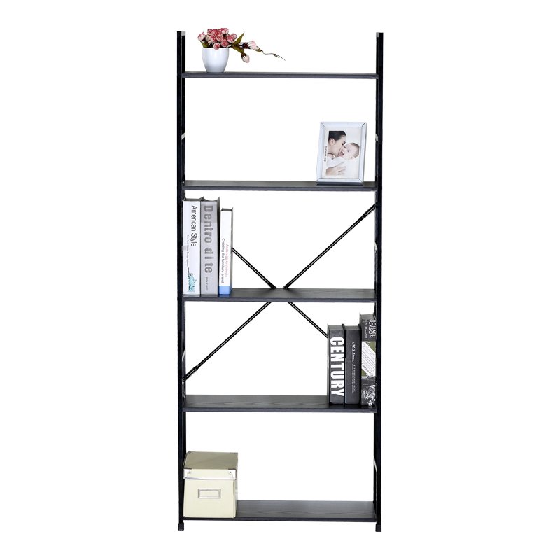 Βιβλιοθήκη Manlo pakoworld μαύρο μέταλλο 58.6x23.5x144εκ