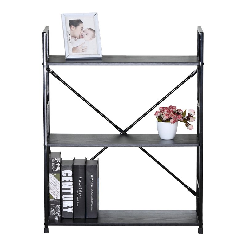 Βιβλιοθήκη-ραφιέρα Manlo pakoworld μαύρο μέταλλο 58.6x23.5x80εκ