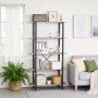Βιβλιοθήκη Nebranzo pakoworld oak με μαύρο μέταλλο 80x34x155.3εκ