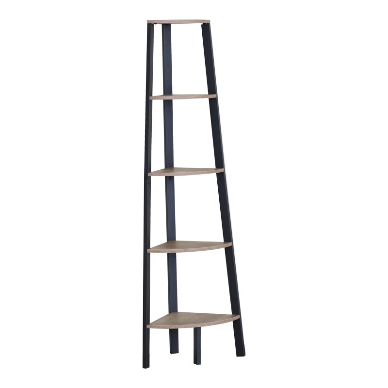 Γωνιακή βιβλιοθήκη Arvia pakoworld oak με μαύρο μέταλλο 53.4x37.8x160.3εκ