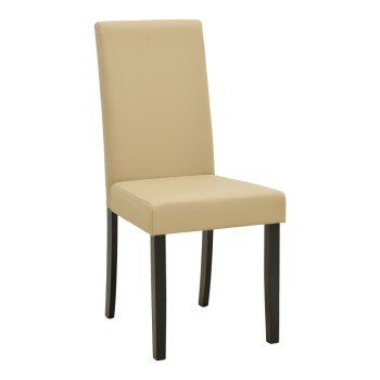 Καρέκλα Zeben pakoworld εκρού PU με πόδι μαύρο rubberwood 43,5x55,5x93,5εκ
