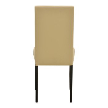 Καρέκλα Zeben pakoworld εκρού PU με πόδι μαύρο rubberwood 43,5x55,5x93,5εκ