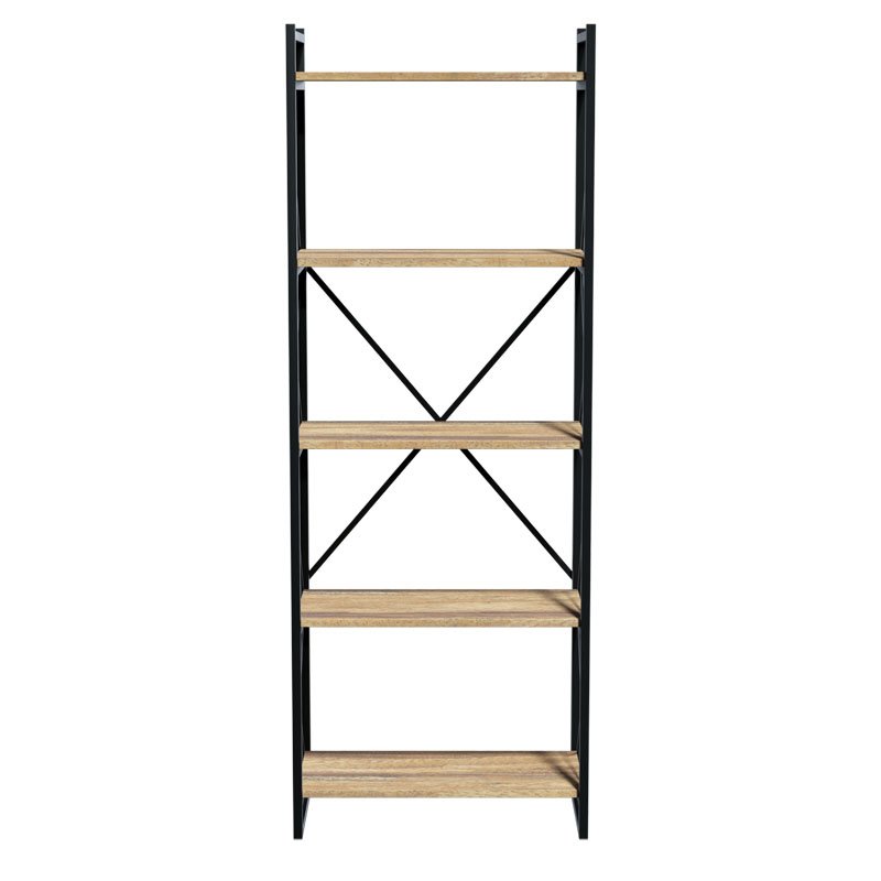 Βιβλιοθήκη Baker pakoworld καρυδί-μαύρο 66x34x180εκ