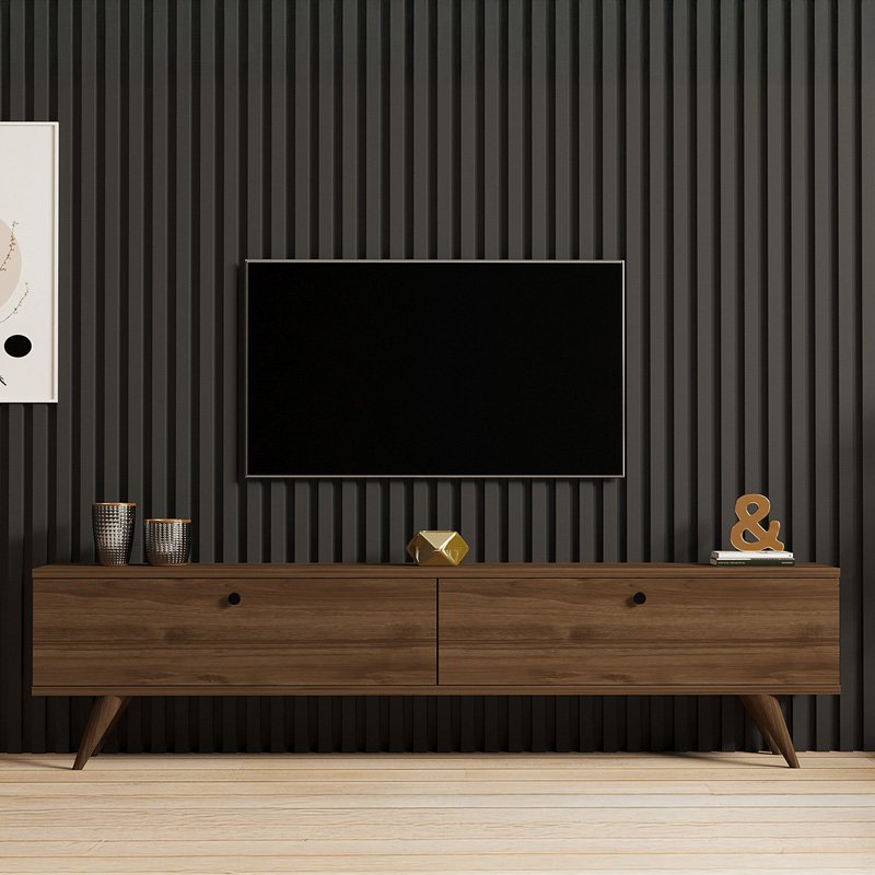 Έπιπλο τηλεόρασης Jate pakoworld σε καρυδί απόχρωση 160x25x40εκ