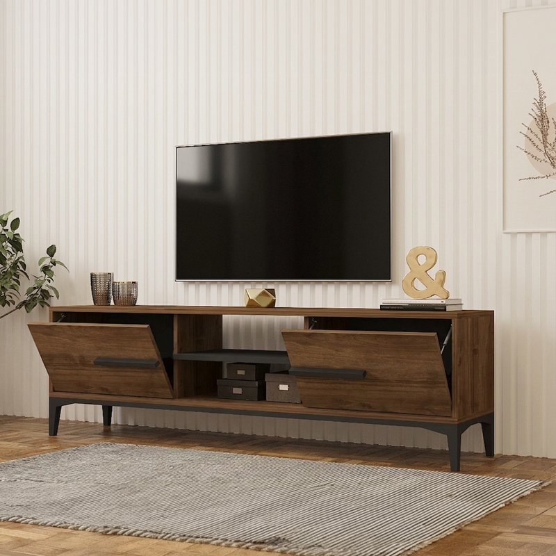 Έπιπλο τηλεόρασης Eslem pakoworld καρυδί με ανθρακί 160x34,6x48,1εκ Έπιπλο τηλεόρασης Eslem pakoworld καρυδί με ανθρακί 160x34,6x48,1εκ