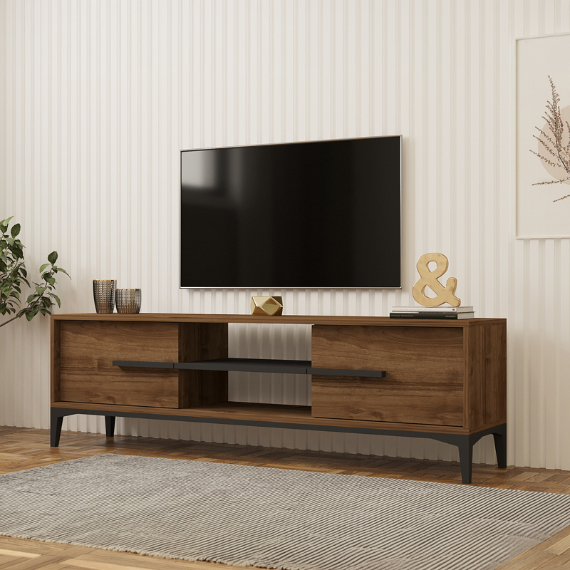 Έπιπλο τηλεόρασης Eslem pakoworld καρυδί με ανθρακί 160x34,6x48,1εκ Έπιπλο τηλεόρασης Eslem pakoworld καρυδί με ανθρακί 160x34,6x48,1εκ