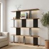 Βιβλιοθήκη Ratu pakoworld ανθρακί με oak 120x24,6x141εκ Βιβλιοθήκη Ratu pakoworld ανθρακί με oak 120x24,6x141εκ