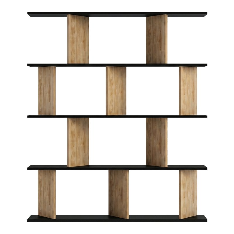 Βιβλιοθήκη Ratu pakoworld καρυδί με ανθρακί 120x24,6x141εκ Βιβλιοθήκη Ratu pakoworld καρυδί με ανθρακί 120x24,6x141εκ