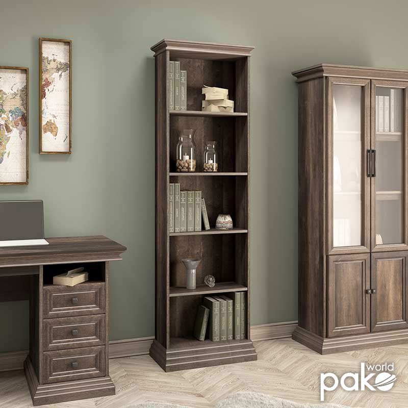 Βιβλιοθήκη Mozart pakoworld χρώμα καρυδί 60x34,5x202,5εκ Βιβλιοθήκη Mozart pakoworld χρώμα καρυδί 60x34,5x202,5εκ