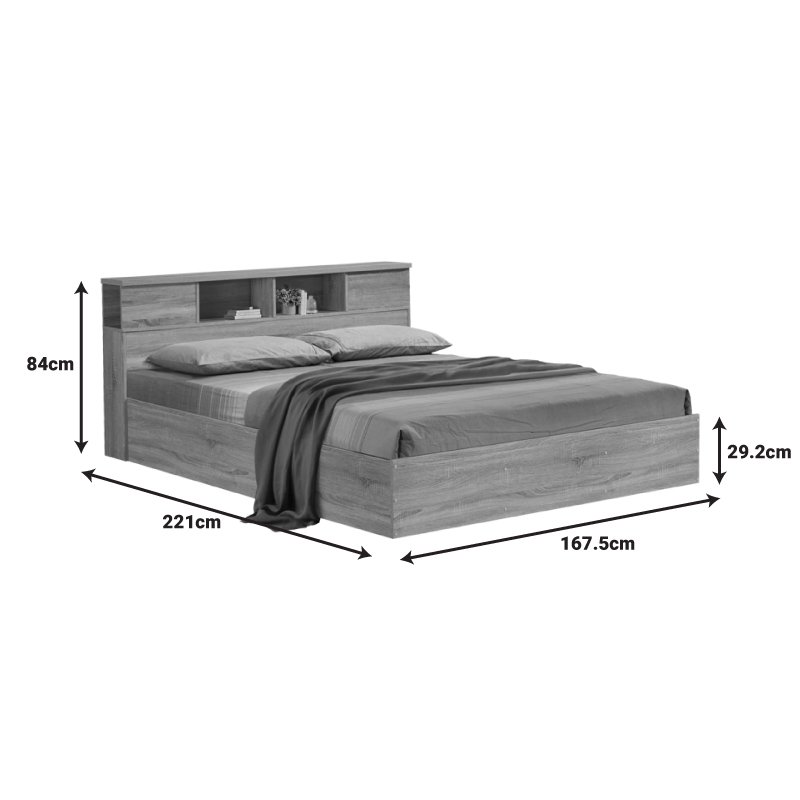 Κρεβάτι διπλό OLYMPUS pakoworld σε sonoma απόχρωση 160x200εκ