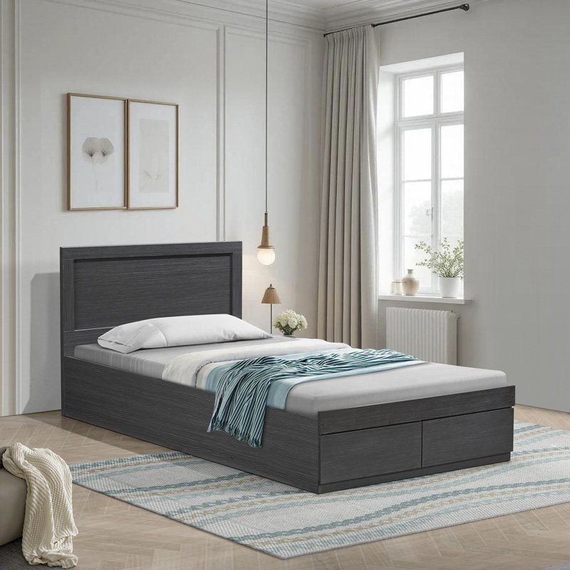 Κρεβάτι Olympus pakoworld με συρτάρι σε wenge απόχρωση 100x200εκ