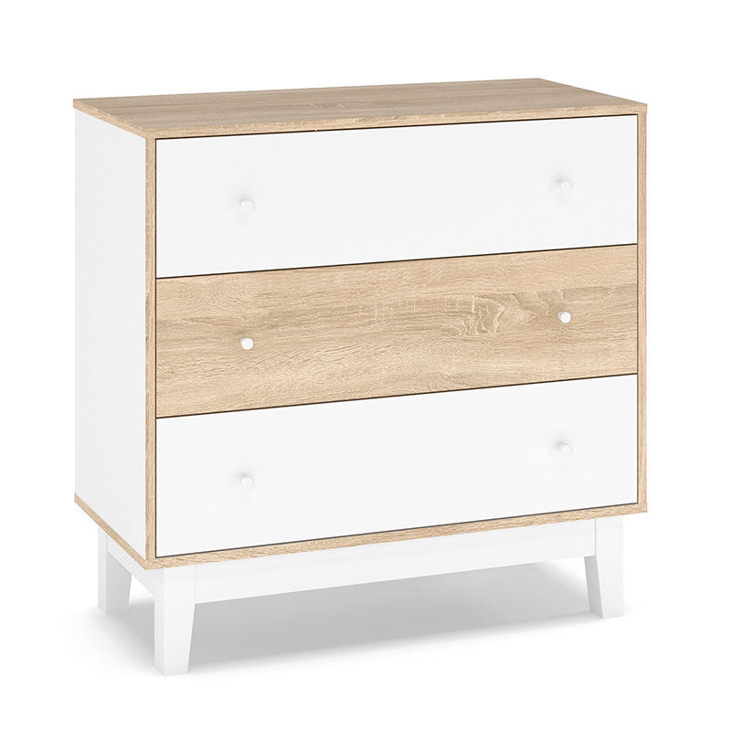 Συρταριέρα Awell pakoworld 3ων συρταριών sonoma-λευκό 90x44x88,5εκ Συρταριέρα Awell pakoworld 3ων συρταριών sonoma-λευκό 90x44x88,5εκ