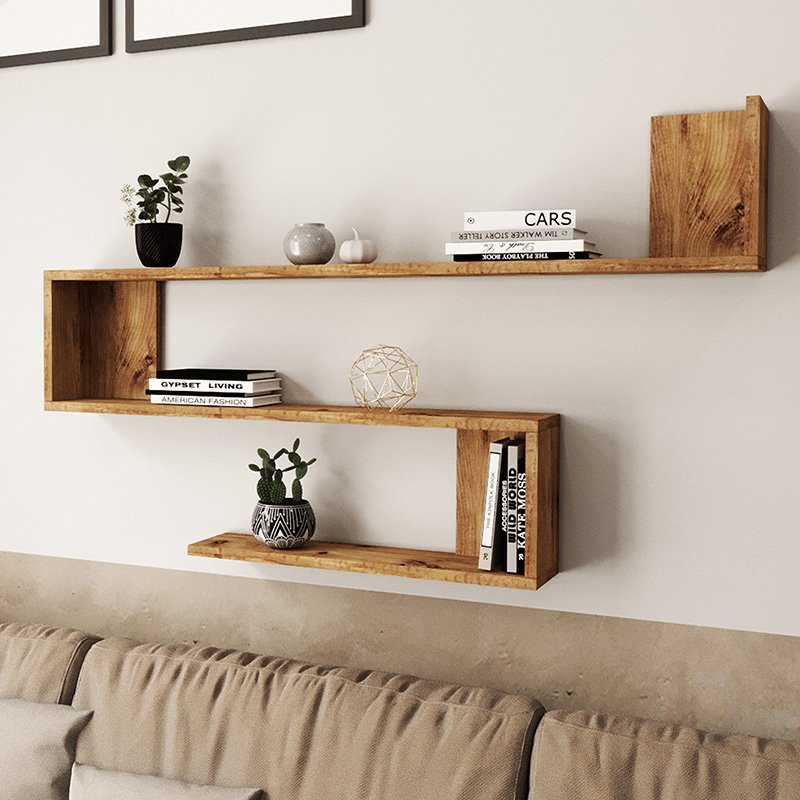 Ραφιέρα τοίχου Belinda pakoworld oak 120x14.5x71.4εκ