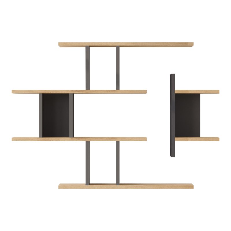 Ραφιέρα τοίχου Ledia pakoworld oak με ανθρακί 110,6x14,5x78εκ