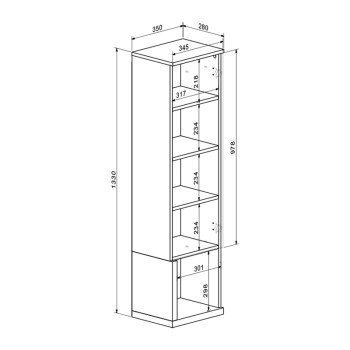 Σύνθετο σαλονιού Norda pakoworld κρεμ με oak 187x40x58.4εκ Σύνθετο σαλονιού Norda pakoworld κρεμ με oak 187x40x58.4εκ