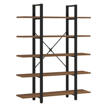 Βιβλιοθήκη Esthon pakoworld καρυδί-μαύρο μέταλλο 120x32x184εκ