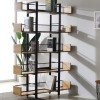 Βιβλιοθήκη Musha pakoworld μέταλλο μαύρο με oak απόχρωση 120x27x185εκ