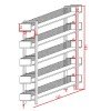 Βιβλιοθήκη Musha pakoworld μέταλλο μαύρο με oak απόχρωση 120x27x185εκ