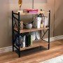 Ραφιέρα επιδαπέδια Althea pakoworld oak με μαύρο μέταλλο 60x30x90εκ