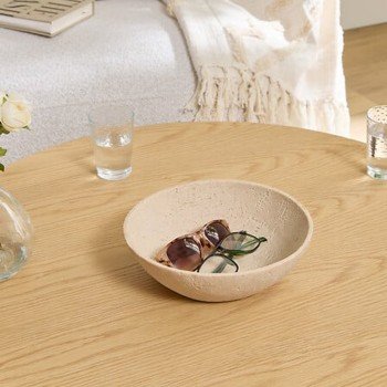 Διακοσμητικό μπωλ Serio pakoworld polyresin μπεζ Φ24.5x7.5εκ