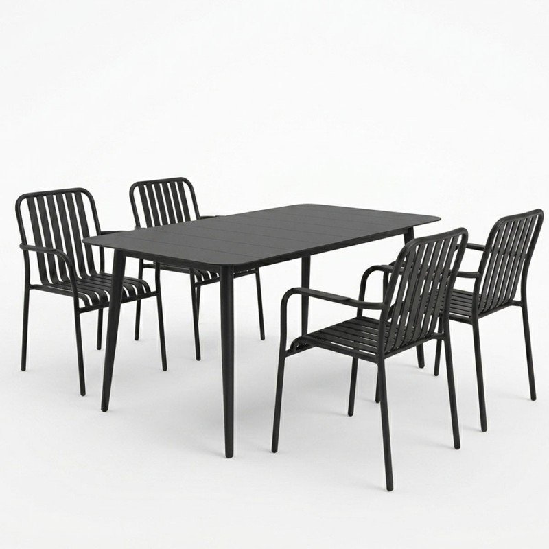 Τραπεζαρία Heven Vista pakoworld σετ 5τεμ μαύρο αλουμίνιο 120x70x72εκ