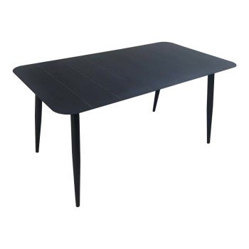 Τραπεζαρία Heven Vista pakoworld σετ 5τεμ μαύρο αλουμίνιο 150x80x72εκ