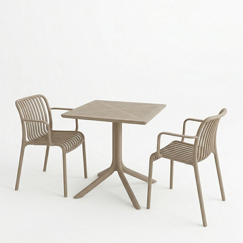 Τραπεζαρία Groovy Zoi pakoworld σετ 3τεμ cappuccino PP 60x60x76εκ