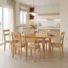 Τραπεζαρία Dallan Country pakoworld 7τεμ σε φυσική απόχρωση rubberwood 120-150x80x74εκ