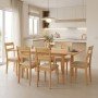 Τραπεζαρία Dallan Country pakoworld 7τεμ σε φυσική απόχρωση rubberwood 120-150x80x74εκ
