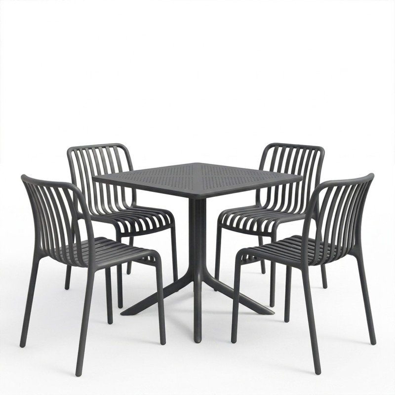 Τραπεζαρία Zoi Groovy pakoworld σετ 5τεμ ανθρακί PP 80x80x74εκ Τραπεζαρία Zoi Groovy pakoworld σετ 5τεμ ανθρακί PP 80x80x74εκ