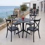 Τραπεζαρία Crossie Groovy pakoworld σετ 5τεμ ανθρακί PP 80x80x74εκ