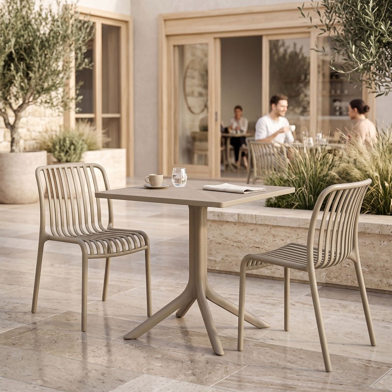 Τραπεζαρία Zoi Groovy pakoworld σετ 3τεμ cappuccino PP 80x80x74εκ
