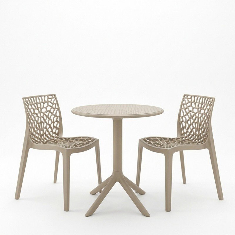 Τραπεζαρία Mercon Hush pakoworld σετ 3τεμ cappuccino PP Φ60x75εκ Τραπεζαρία Mercon Hush pakoworld σετ 3τεμ cappuccino PP Φ60x75εκ