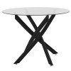 Τραπεζαρία με Καρέκλες Aurora γκρι και Τραπέζι Antoro γυαλί με μαύρο μέταλο Φ100x75εκ Σετ 5τεμ